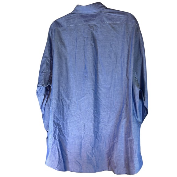 Ralph Lauren Yarmouth Button Down Long Sleeve Blue Cotton Mens Dress Shirt - Picture 3 of 6